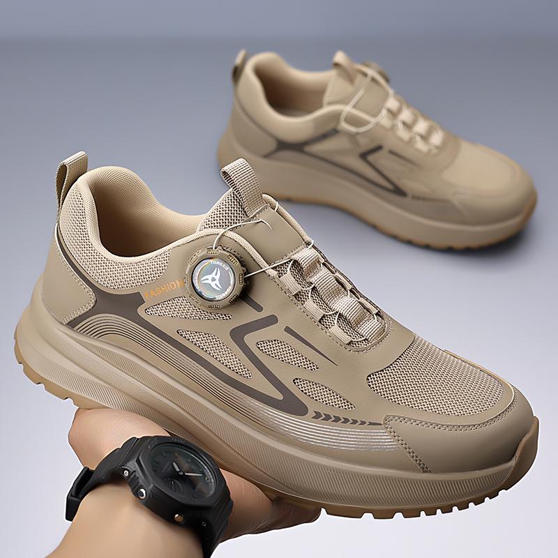 Модная уличная мужская обувь для хайкинга, удобная, износостойкая обувь, дышащие сетчатые повседневные кроссовки, обувь для скалолазания, плоская подошва, вращающаяся кнопка