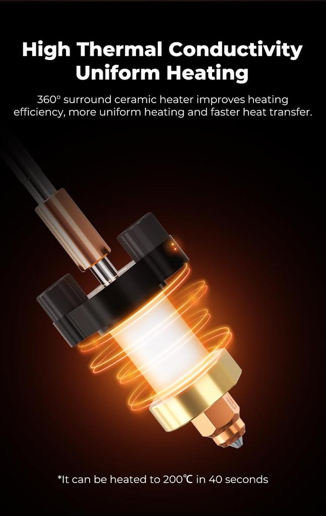Creality 2025 New Version K1/K1 Max/K1C Ceramic Heating Block Kit Terminal with Buckle Compatible with K1/K1 Max/K1C/K1 SE
