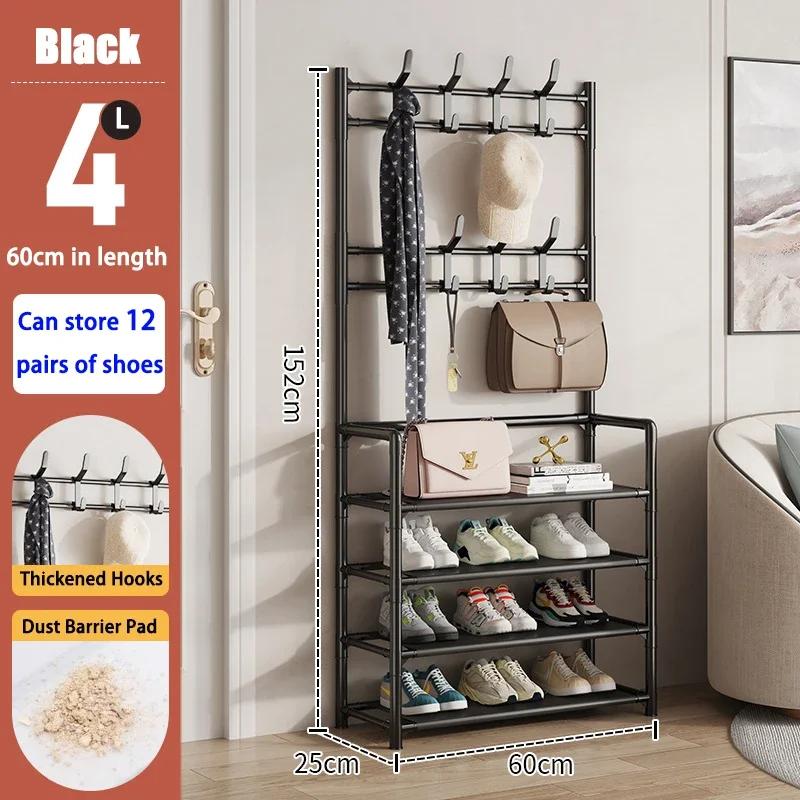 Shoe and Hat Rack Multi Functional Living Room Organizer Storage Shoes Cabinet Multi-Layer Floor-Standing Clothes Hanger Shelf