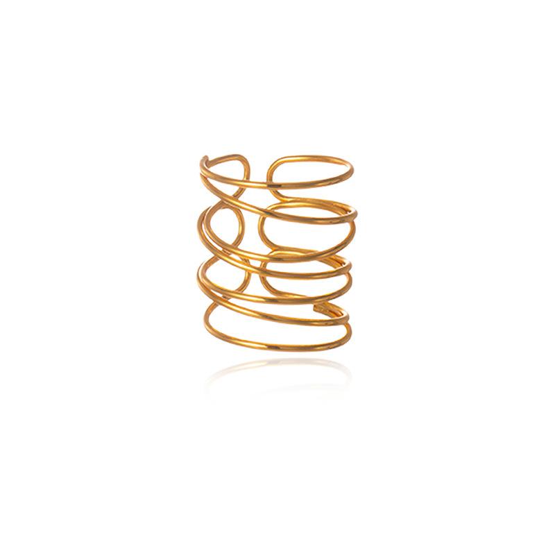 Minimalist multi-layer spiral opening ring winding streamline metal ring niche high-end cold adjustable ring