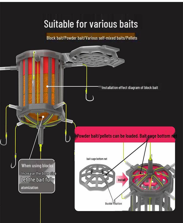 Клетка-ловушка с крючком для ловли толстолобика и белого амура на дне с плавающей откидной пластиной для донной ловли амура