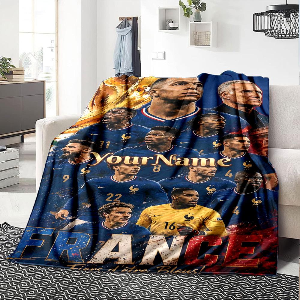 Mbappe Personalized Name Blanket Throw Personalized Blanket Ultra-Soft Perfect for Seaside Chair Picnics Nap Ideal for All Seasons