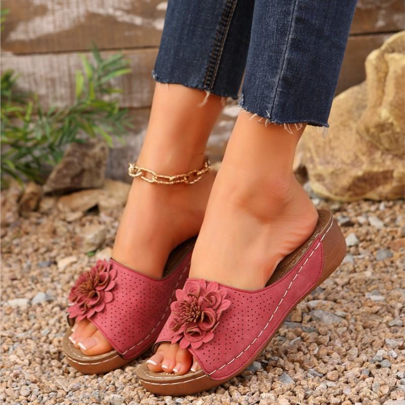 Летние женские сандалии туфли женская обувь для вечеринок женская обувь без застежек женская обувь на танкетке дышащая обувь женская тапочки