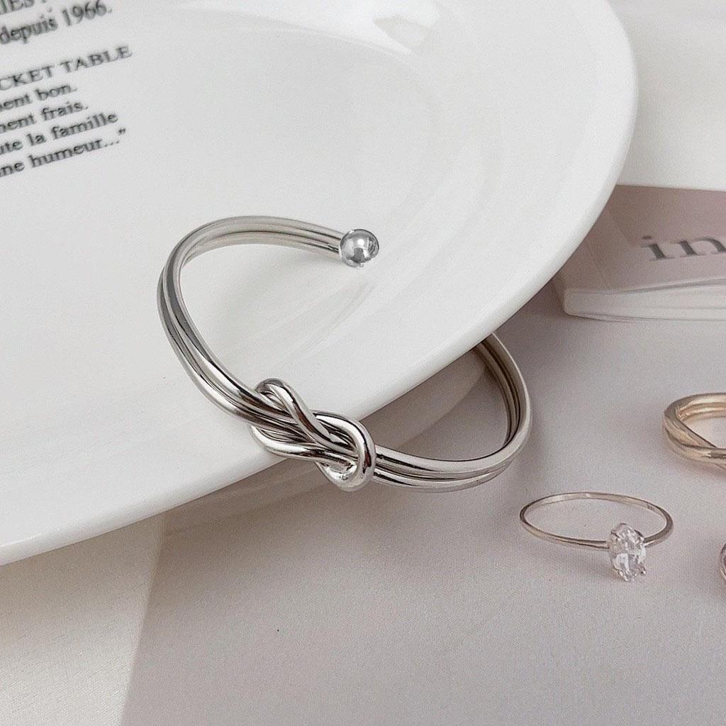 Glossy Metal Texture Double-Layer Knotted Adjustable Bracelet for Women and Men