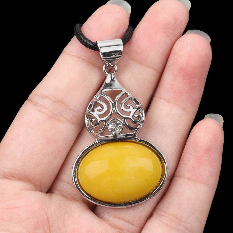 Healing Crystal Alloy Gemstone Inlaid Gourd-shaped Pendant Natural Stone Charms Healing Energy Jewelry Unisex Gift Balance Luck