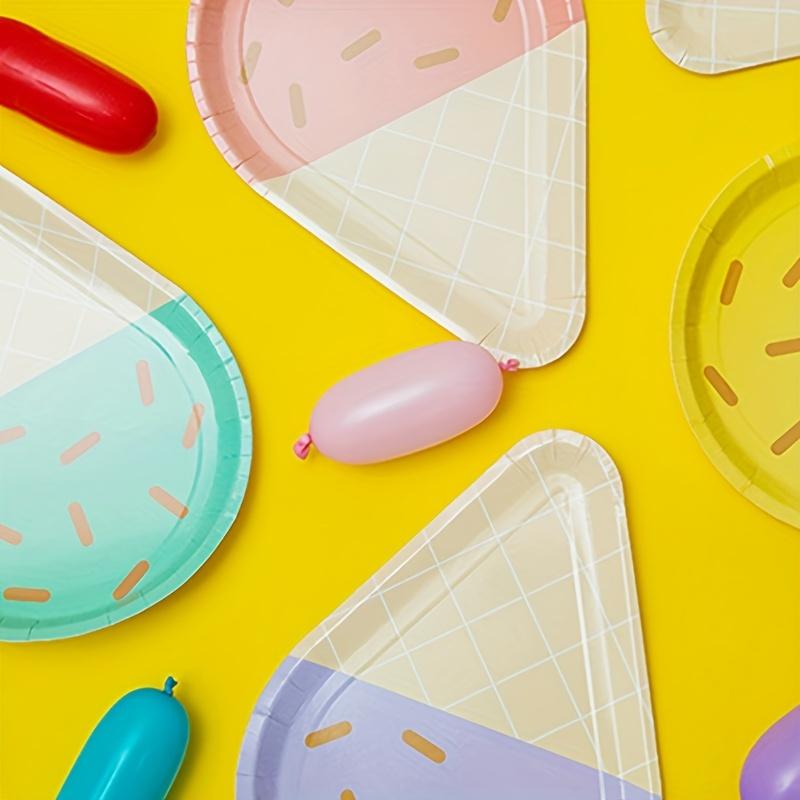 6 шт. Смешанные цвета Мороженое Одноразовая посуда Бумажные тарелки Для Свадьбы Вечеринки по случаю дня рождения Детского праздника Летней вечеринки Украшение