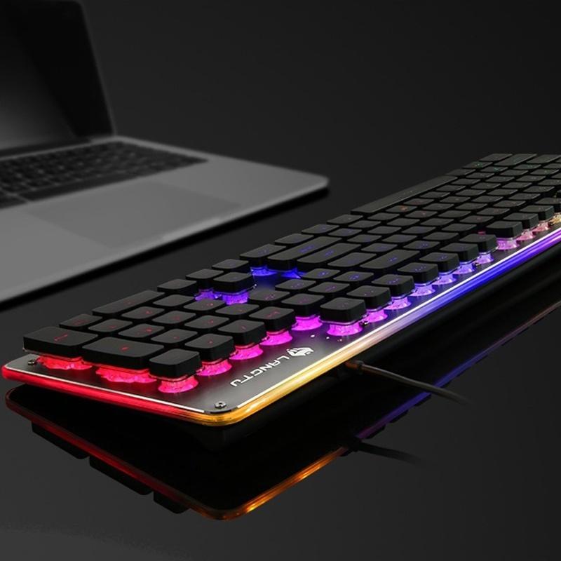 Игровая USB-клавиатура со светодиодной подсветкой, 104 клавиши, эргономичная клавиатура с подставкой для запястья, для ПК с ОС Windows, настольного компьютера и ноутбука