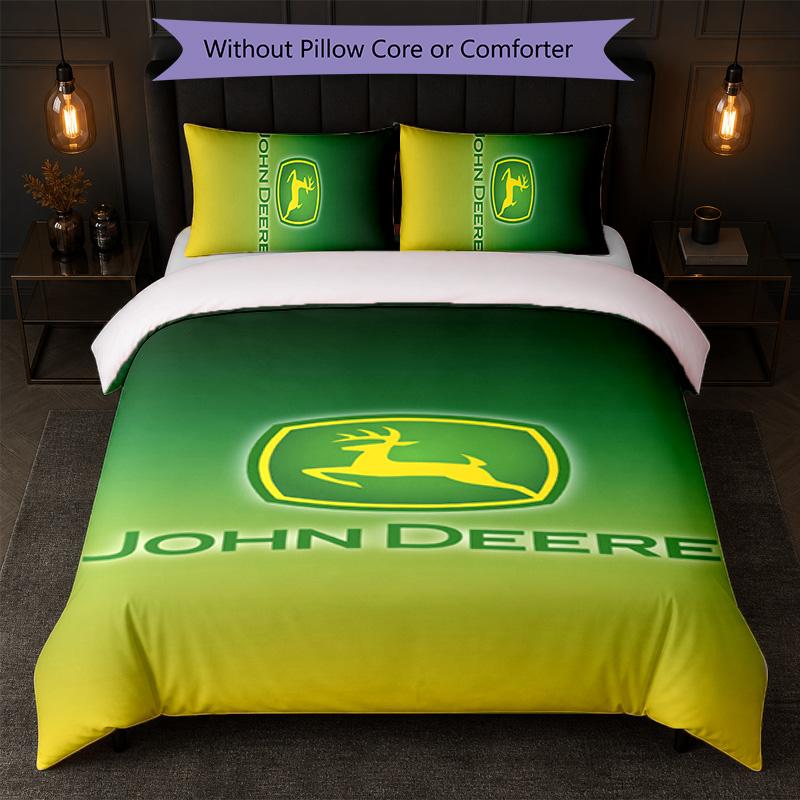John Deere Print 3Pcs Duvet Cover Set 1 Duvet Cover and 2 Pillowcases Soft Bed Linen For Household Bedroom