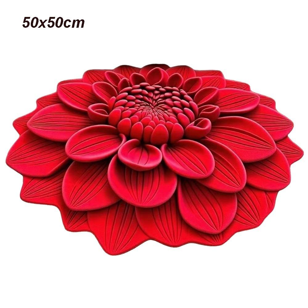 New Special-shaped 3D Flower Carpet Non-slip Crystal Velvet Bathroom Floor Mat Absorbent Soft Peony Floor Mat Home Decor