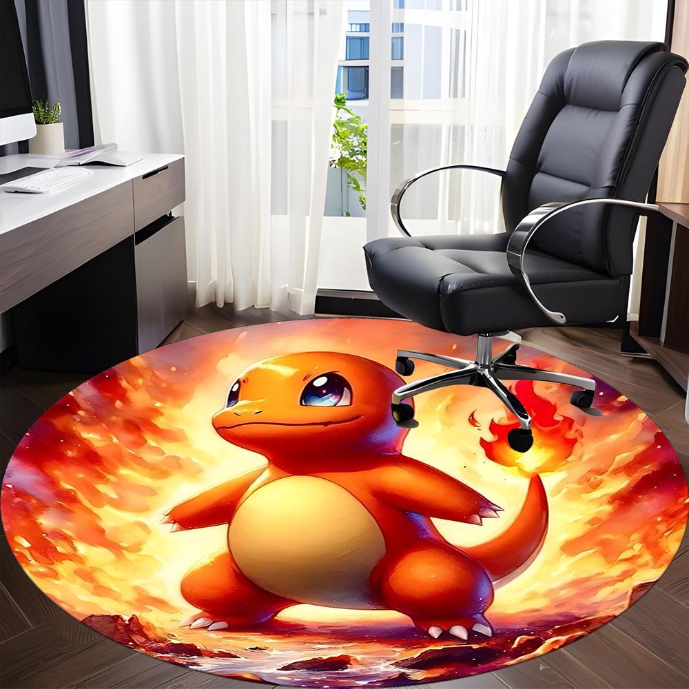 1pcPokémon Flame Dragon Office Round Area Rug, Indoor Mat Suitable For Office, Bedroom Living Room Home Decor, Room Deco, Offic a0928144