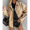 Polo Collar Woolen Coat Women's Casual Long Sleeved Top Solid Color Single Breasted Commuting Loose Jacket Autumn Winter New Fashion