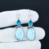 Серьги с ларимаром и голубым топазом, серьги из стерлингового серебра 925 пробы, серебряные серьги для подарка, серьги-подвески для подарков на годовщину