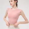 Летний новый костюм для йоги, жилет с нагрудной подушечкой для женщин, спортивный с коротким рукавом, с вырезом на спине, амортизирующий топ-жилет для йоги