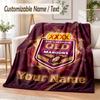 Custom Text Flannel Blanket Queensland Maroons Print Warm Cozy Blanket Home Sofa Bedding