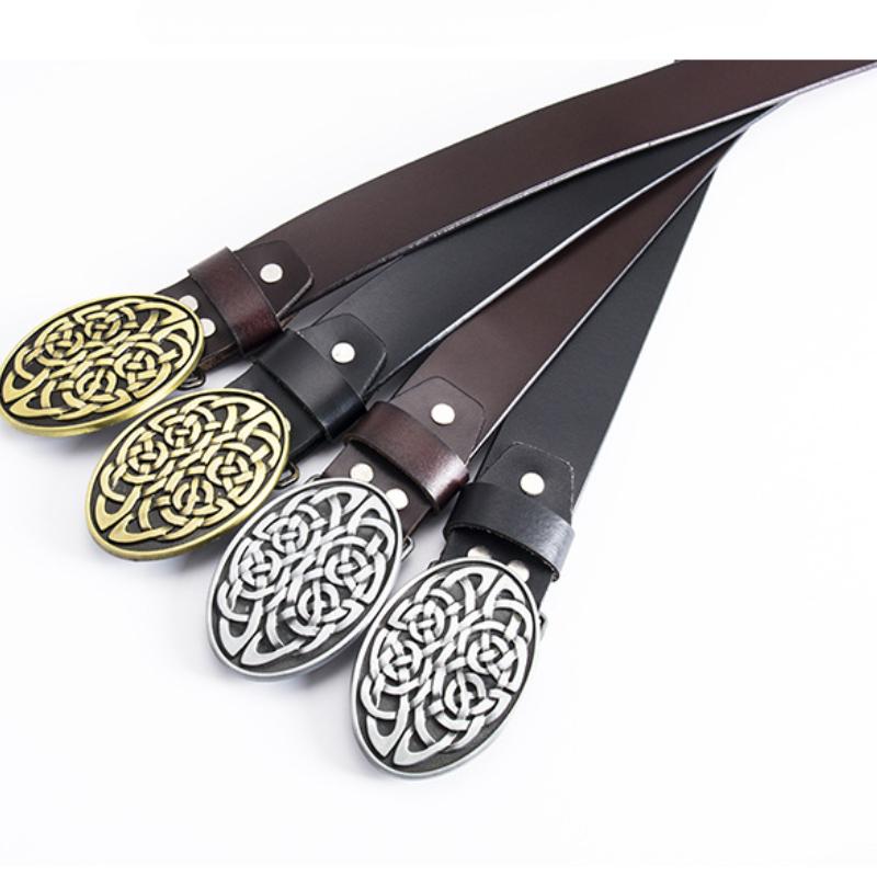 Модный новый мужской ремень из натуральной кожи в стиле ретро с гладкой пряжкой