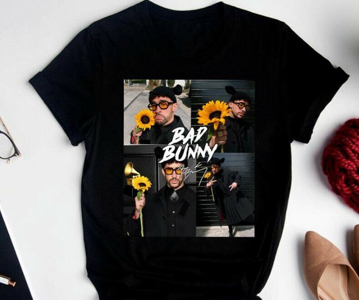 26 Bad Bunny Sunflower Unisex T-Shirt Vintage Gift For Men Women Black Cotton Tee Unisex T-Shirt