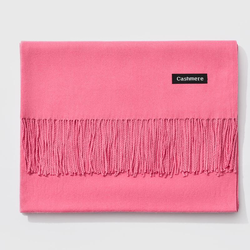 2024 Autumn/Winter Women's Solid Color Faux Cashmere Shawl & Snood Scarf Set