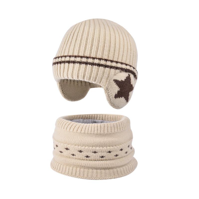 Childrens Knitted Beanie And Neck Gaiter Set With Fleece For Winter Cold Protection