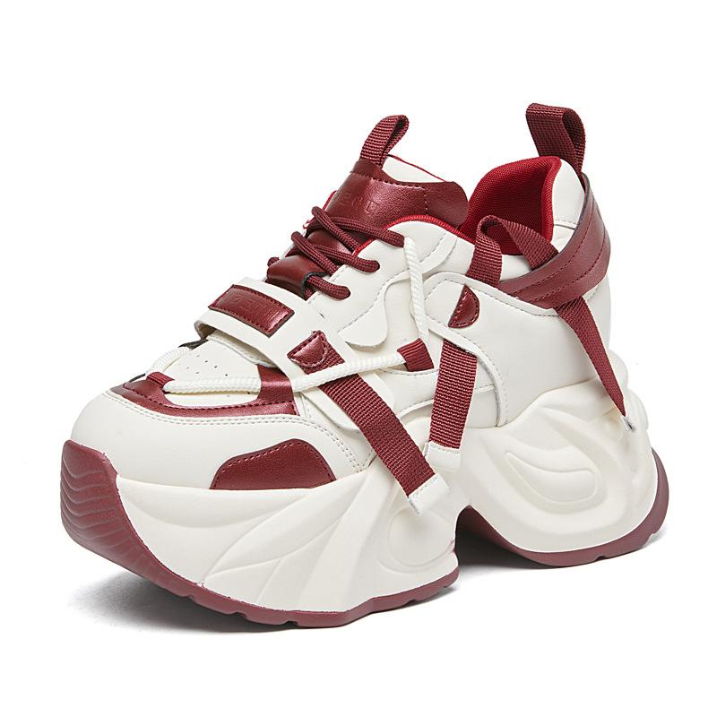 Internet Celebrity Dad Shoes Women's Super Fire 2025 Spring New Thick-soled Mesh Breathable Sports Leisure Inner Height Increase White Shoes