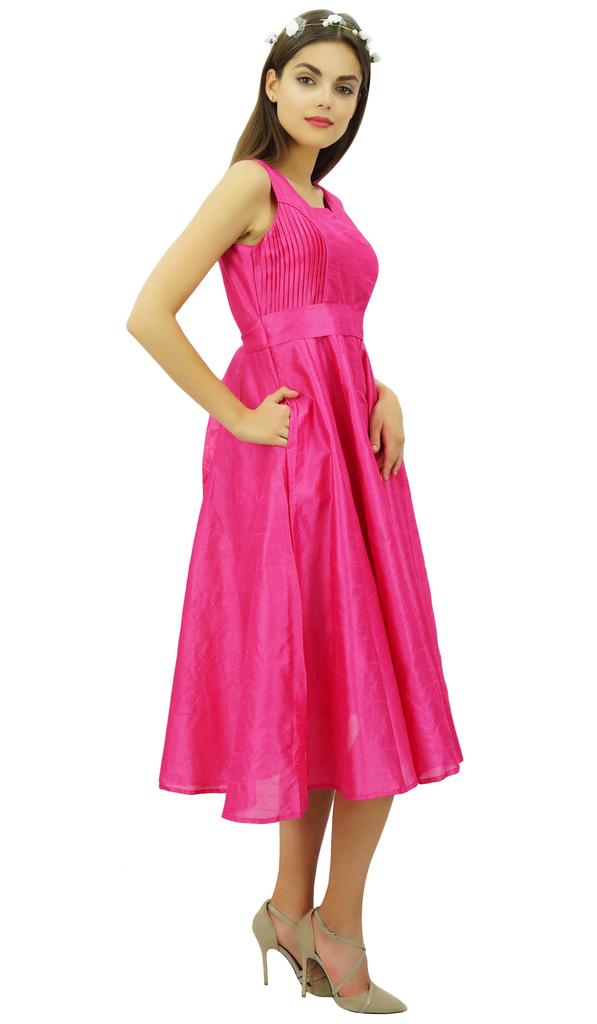 Bimba Женское выпускное платье с поясом, вечернее платье миди для подружек невесты с карманами