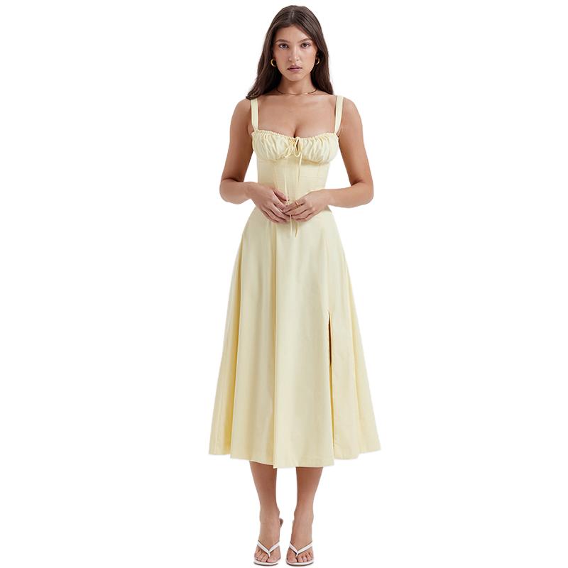 Женские летние платья с цветочным принтом, милое элегантное праздничное платье миди, повседневные синие платья с разрезом на шнуровке 2024