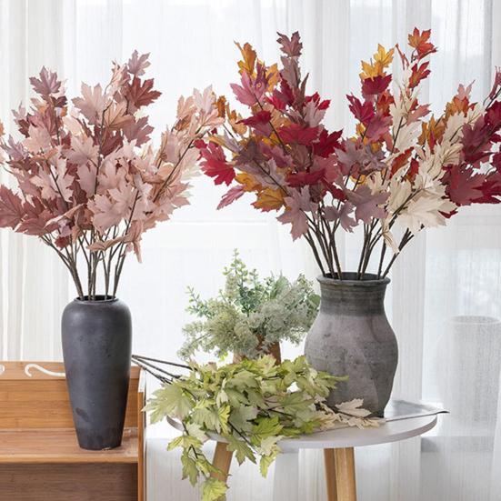 Artificial Maple Leaf Vibrant Color Simulation Plant Exquisite Realistic Maple Leaf for Home Party Decoration
