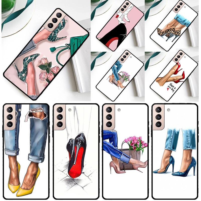 Модный Чехол для Телефона на Высоких Каблуках для Samsung Galaxy S25 Ultra S24 Ultra S9 S10 S20 S21 S22 S23 Plus S24 FE