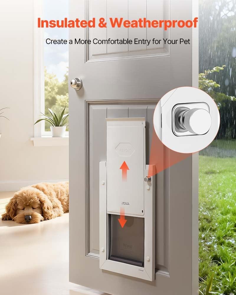 Pet Door, Medium, with Double Magnetic Flaps and Metal Frame, Strong and Weatherproof Dog Door for Interior and Exterior Doors, Easy to Install, Easy