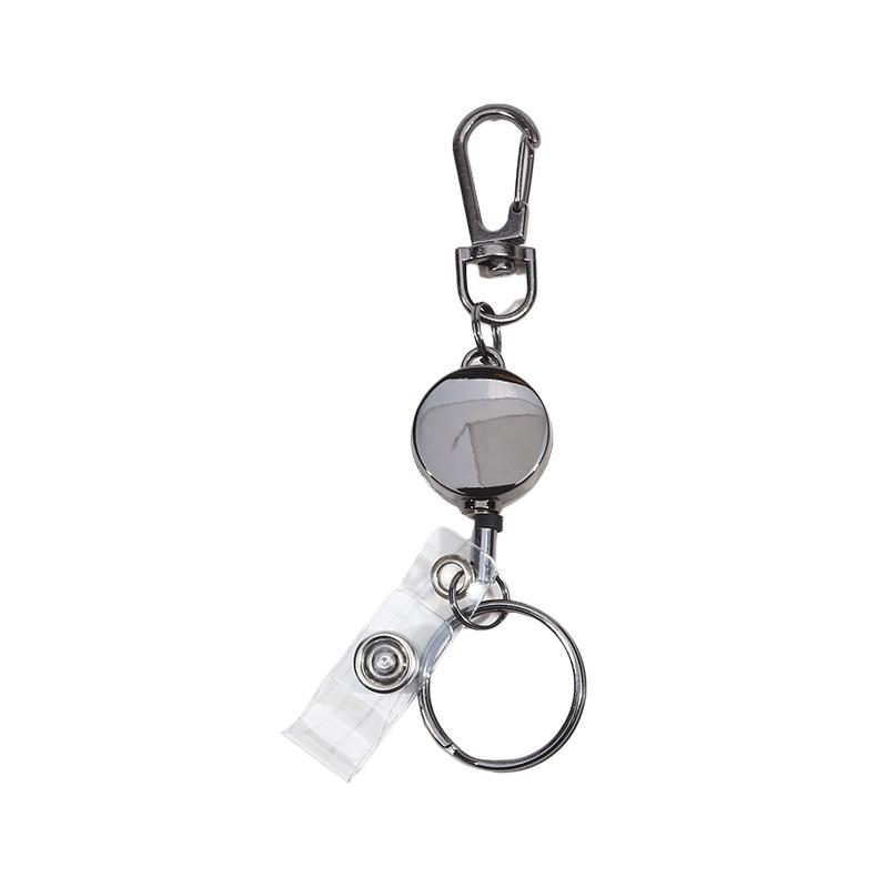 Metal Retractable Badge Reel ID Badge Holder with Cord Portable Carabiner Key Chain Office Supplies