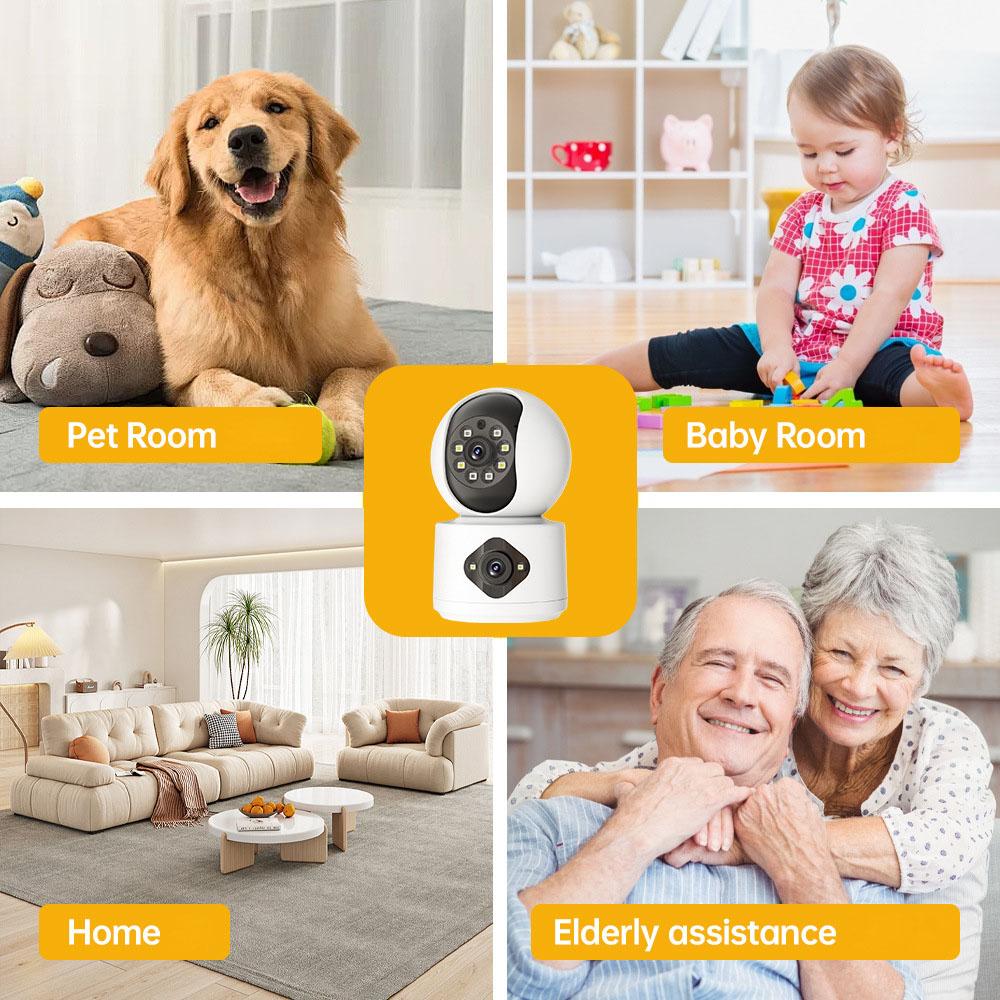 Dual Image WiFi Camera HD Smart Home Security Monitor Night Vision Surveillance Camera (No Memory Card)