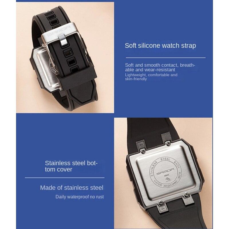SANDA New Single -display Outdoor Night Light Electronics Multi -function Men's and Women's Watches Creative Personality Personality