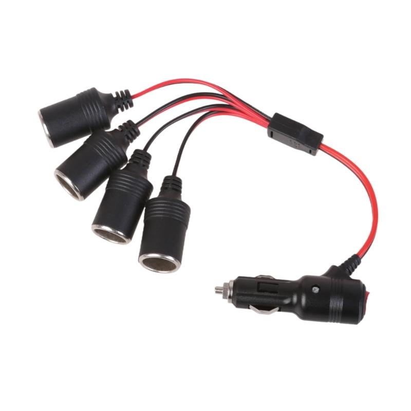12 В-24 В автомобильный прикуриватель разветвитель адаптер кабель шнур с кнопкой переключения питания 1 штекер на 2/4/3 гнездо