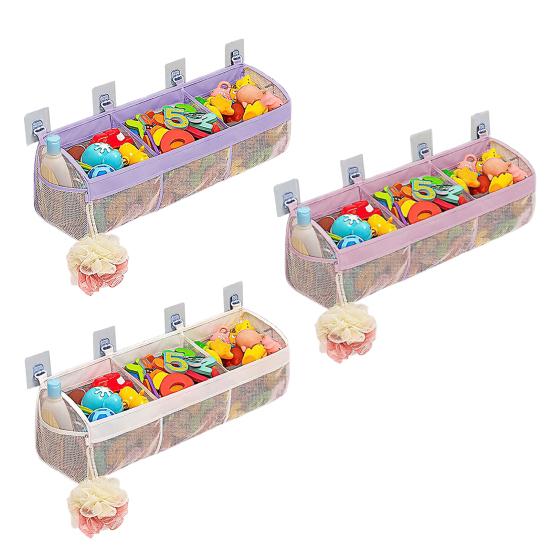 Органайзер для игрушек для ванной, 3 отделения, коробка для хранения игрушек для ванной, настенная полка для игрушек для ванной, для легкого доступа и сортировки игрушек