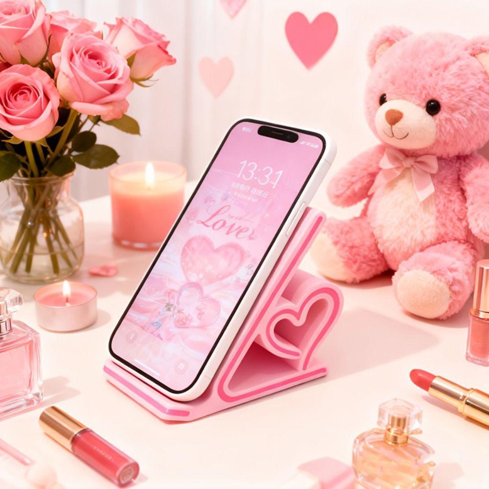 Anti-slip Heart-shaped Phone Stand 3D Printed Smartphones Support Bracket Tabletop Organizer