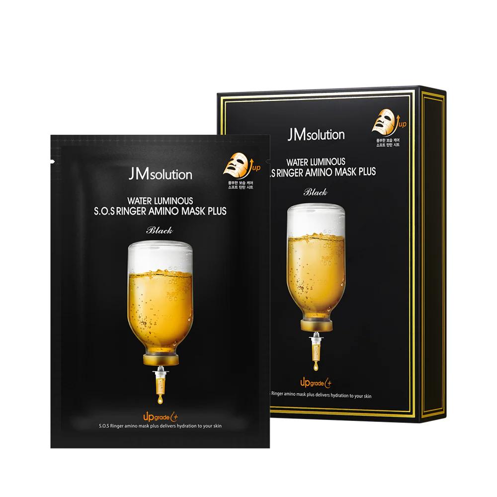 JMSOLUTION WATER LUMINOUS SOS RINGER AMINO MASK PLUS BLACK, Увлажнение, Kbeauty, Корейская косметика, образец