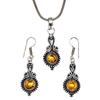 Citrine Set Jewelry Women Pendant  Earring Gemstone Earrings Gems Green