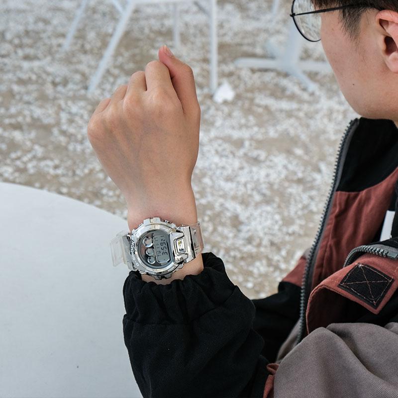 Casio Водонепроницаемые спортивные часы Кварцевый механизм Ремешок из смолы Японские и корейские часы Мужские часы Серебристый циферблат GM-6900SCM-1PR