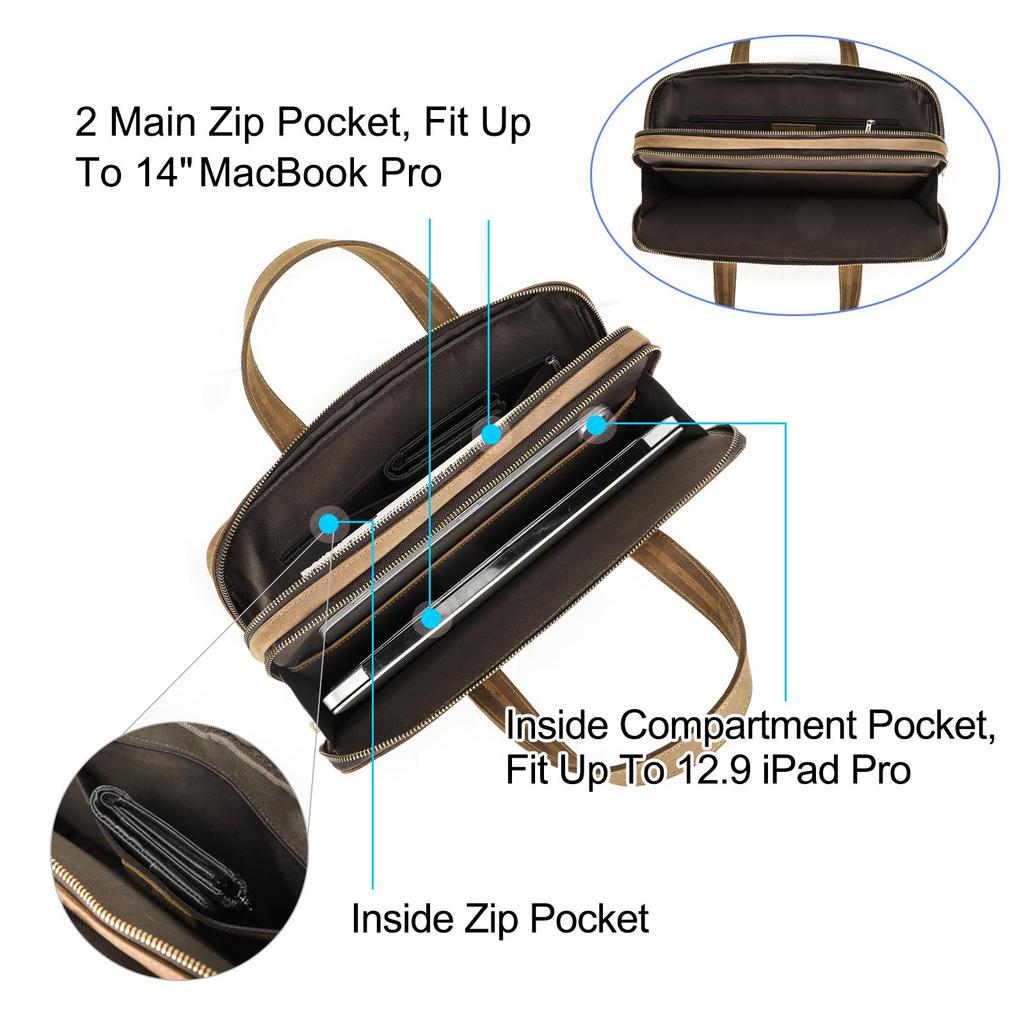 Сумки для ноутбуков CONTACT'S из натуральной кожи для мужчин, сумки через плечо, сумки-тоут, компьютерные сумки, чехол для ноутбука 14,2 дюйма