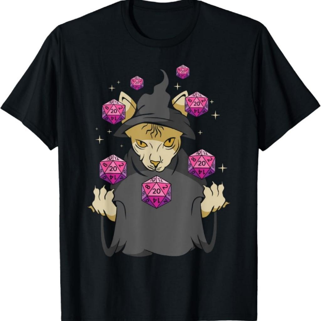 Unisex-Adults T-Shirt Black Small Modern Fantasy RPG Gaming D20 Tabletop Games Funny RPG Gamer T-Shirt
