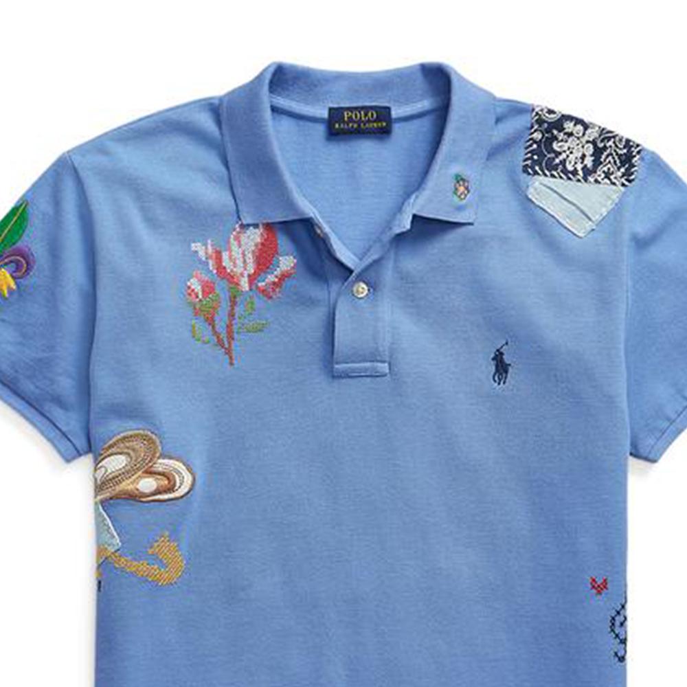 Polo Ralph Lauren FW22 Футболка-поло с вышитым логотипом и короткими рукавами, женские топы синего цвета WMPOKNINCU20523-400