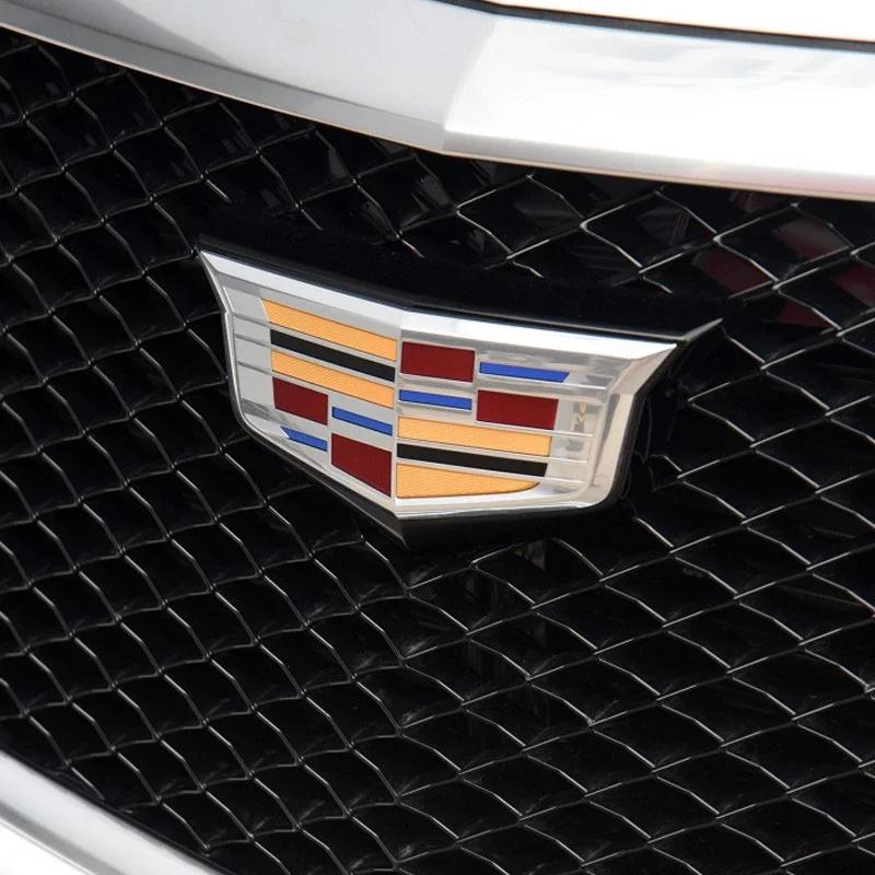 AABHV1 2PCS New Alloy Car Front Grille Emblem Rear Trunk Badge Stickers Decals for Cadillac XT5 2016-2025 Auto Modification Accessories