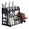 Kitchen Storage Rack Moveable Corner Shelf Spice Rack Double Layers Multifunctional Knife Stand