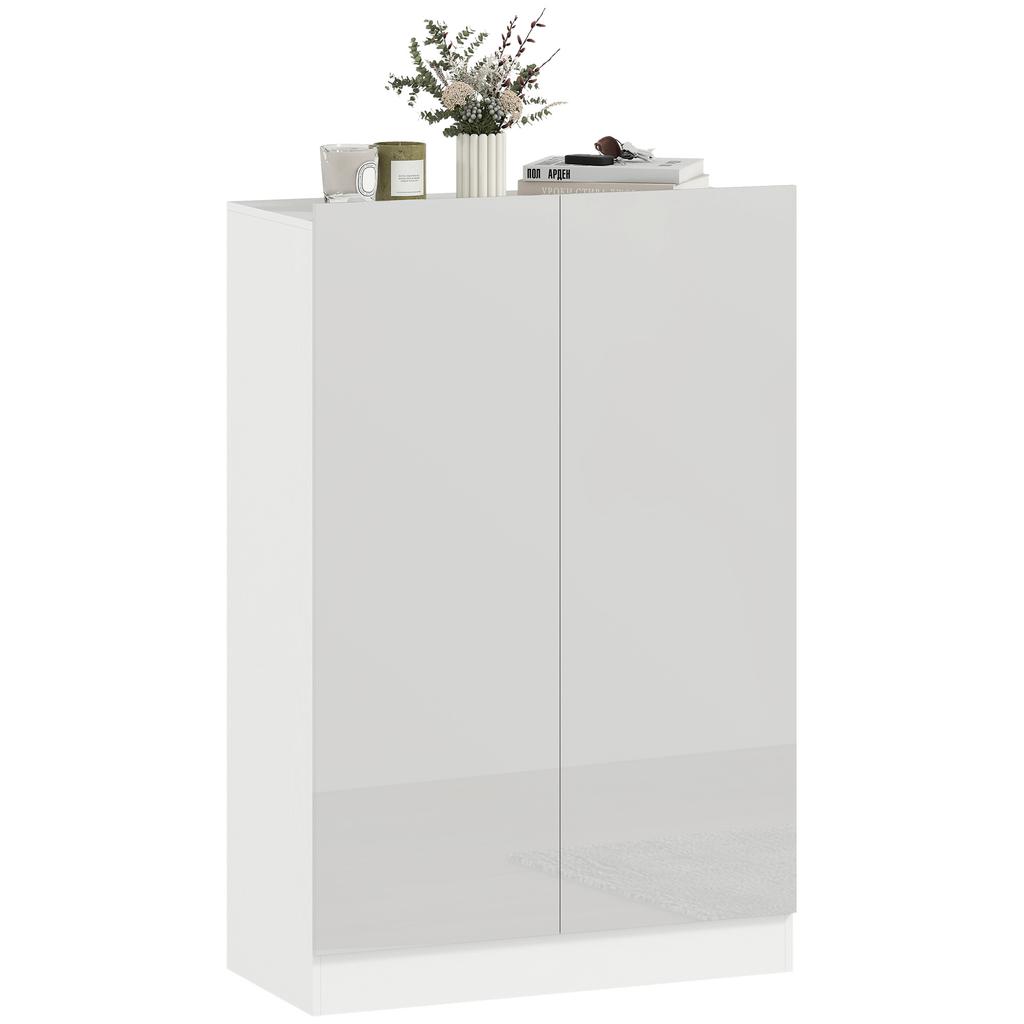 Shoe Cabinet for 20 Pairs, High-Gloss Finish, 5 Adjustable Shelves, 72x34.5x103cm, White
