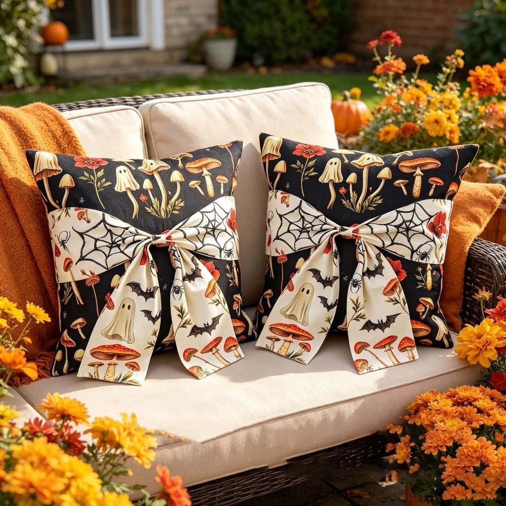 Hidden Zipper Halloween Cushion Cover 2D Printing Square Cushion Shell Couch Pillow