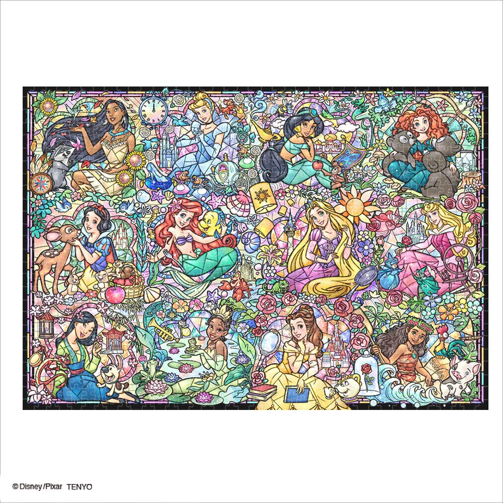 Tenyo в пазле из 1000 деталей с витражным рисунком, коллекция Disney Princess, в комплекте сервисная карта [Сделано в Японии] (51,2x73,7см) DS-1000-776