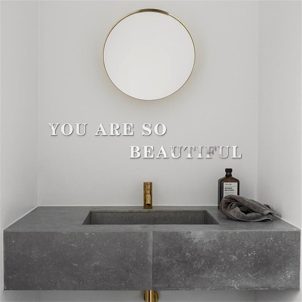 Зеркальная наклейка на стену, серебро 10смx8смx1см 26 букв