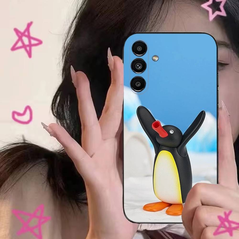 Happy P-Pingu Penguin Phone Case For Samsung S24,S21,S22,S23,S30,Ultra,S20,Plus,Fe,Lite,Note,10,9,5G Black Soft Cover