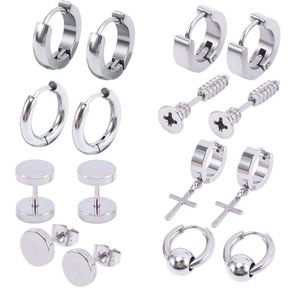 Circle Unisex Geometric Accessories Titanium Hoop Earrings Jewelry set Drop Earring Stud Earring