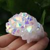 1pcs Natural White Crystal Cluster Electroplated Angel Aura Quartz Stone Mineral Enegry Reiki Healing for Room Decor