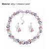 2Pcs/Set Adjustable Extension Chain Necklace Earrings Set Ear Studs Faux Pearl Bridal Earrings Necklace Set Jewelry Accessory
